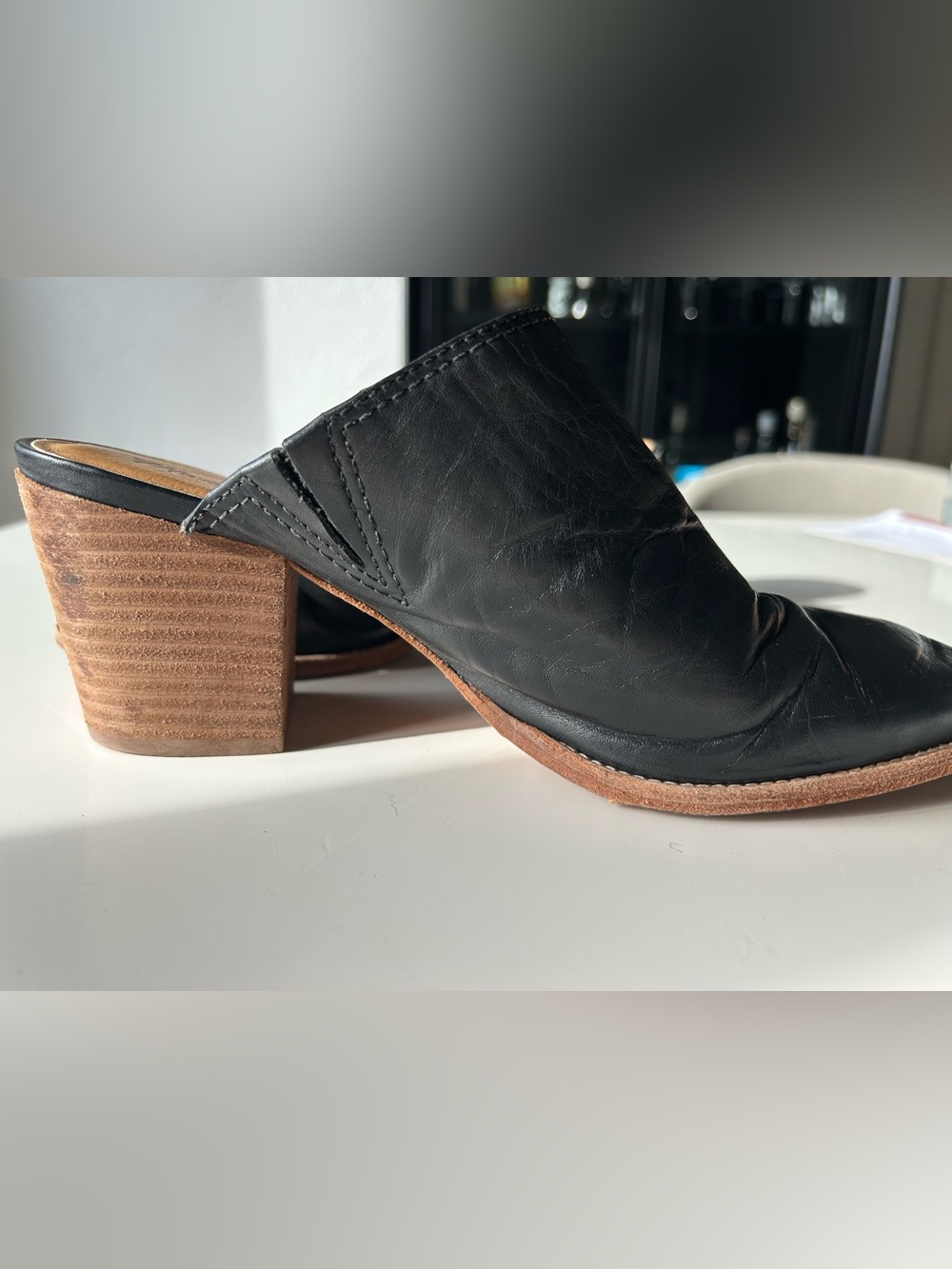 Women’s Madewell Black Leather Block Heel Mule - Picture 3 of 9